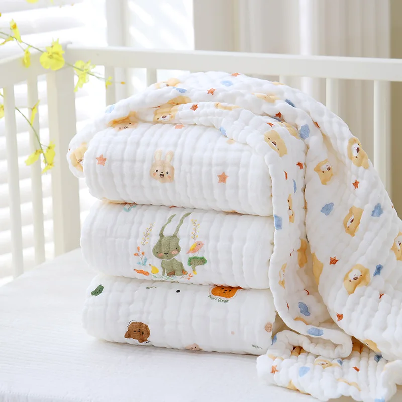12-Layers-Kids-Travel-Home-Bedding-Cover-Throws-100-Cotton-Fabric-Bubble-Muslin-Thick-Baby-Infant-Blankets