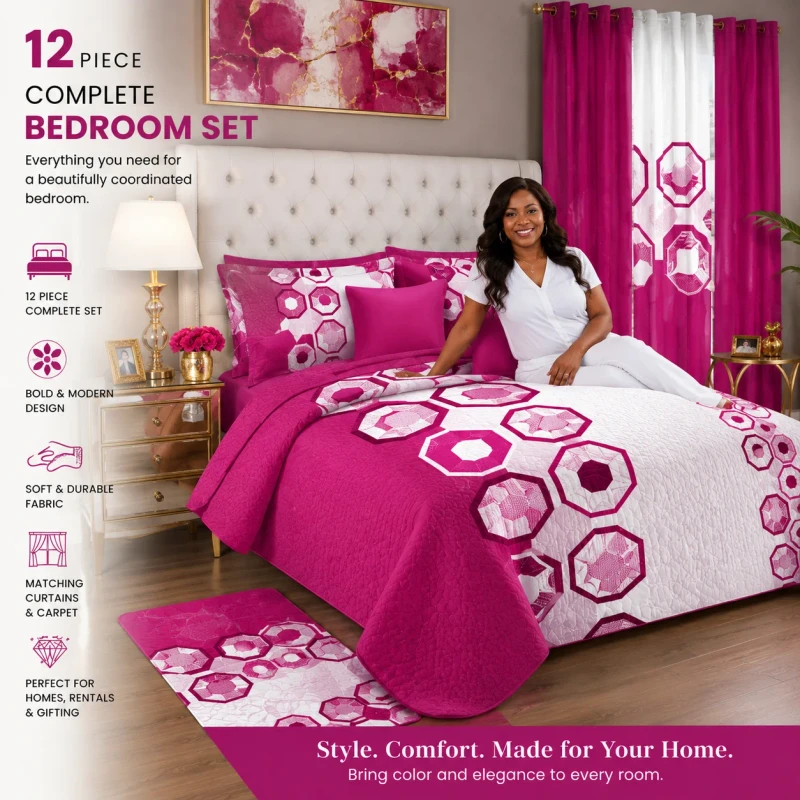 12-Piece-Luxury-King-Size-Bedroom-in-a-Bag-Bedding-Set-with-Matching-Curtains-and-Carpet