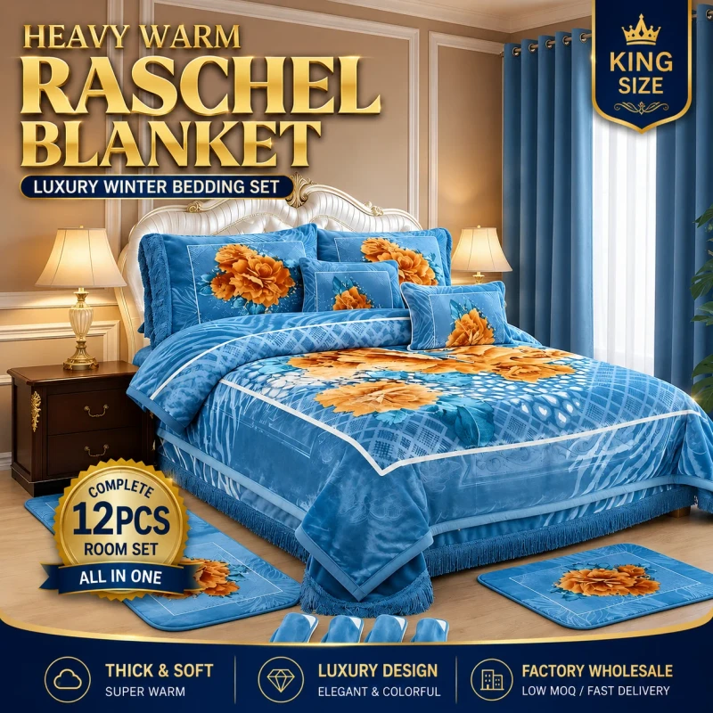 12-Piece-Warm-Blanket-Heavy-Warm-Raschel-Blanket-Set-with-Curtains-for-African-American-Winter-Markets
