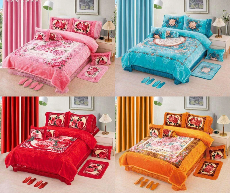 12-Pieces-Winter-Blanket-Set-With-Curtains-King-Size-Raschel-Blanket-Thick-and-Heavy-Keep-Warm-Velvet