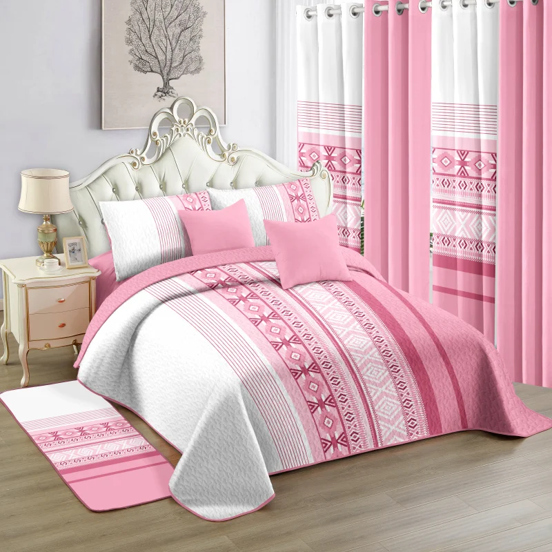 12-piece-Quilted-Printed-Quilt-with-Curtains-and-Bedspread-Made-of-Eco-friendly-Ultra-fine-Material-Suitable-for-Home-Use
