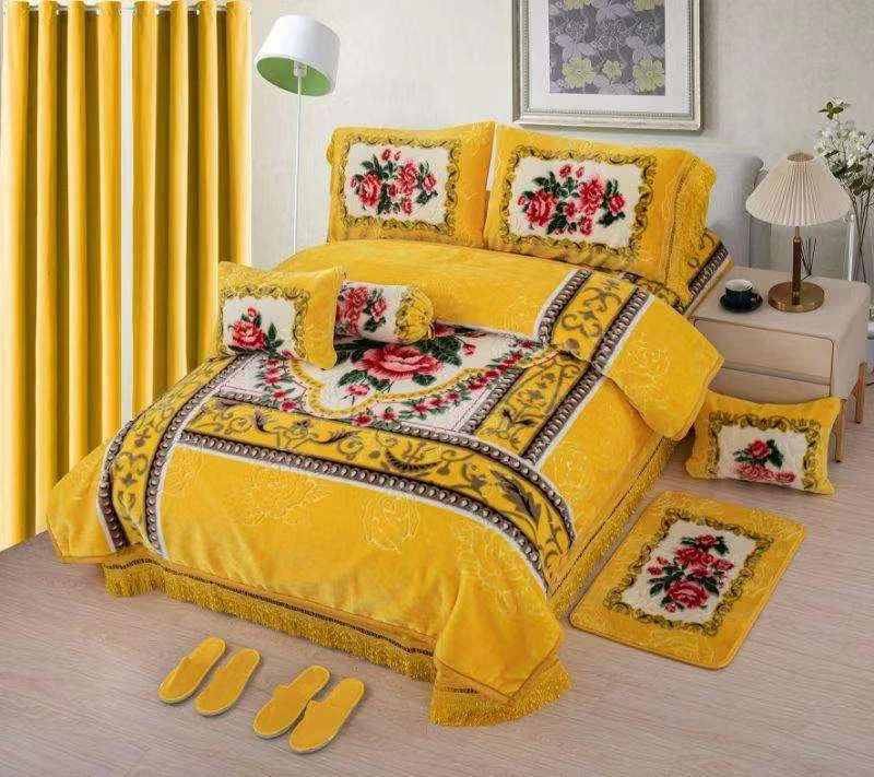 12PCS-Raschel-Blanket-Set-King-Size-Embossed-12-Pieces-Bedding-Set-Blanket-With-Matching-Carpet-for-Winter