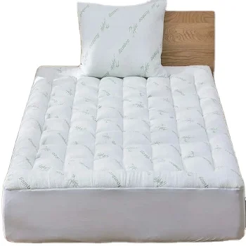 16-18-Inch-Bamboo-Mattress-Topper-with-Microfiber-Padding-Cover-for-Hotel-Use
