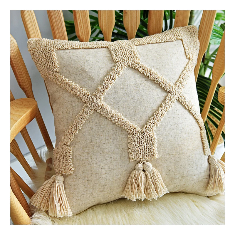 18x18-Inch-Tufted-Cushion-with-Tassel-North-Europe-Style-Home-Decor-Throw-Pillow-Case