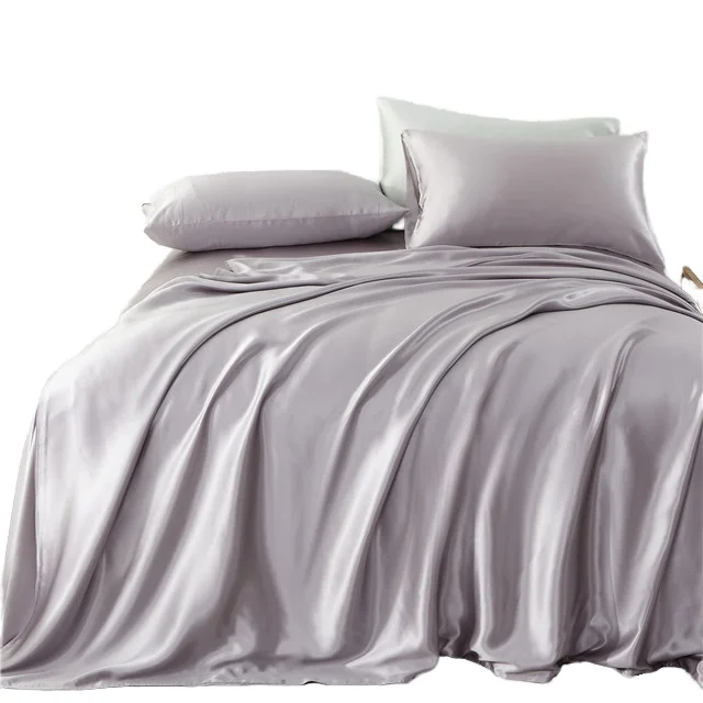 19mm-22mm-25mm-100-Mulberry-Silk-American-Solid-Woven-Bedding-Set-4-Piece-Luxury-2-Pillowcases-1-Fitted-Sheet-1-Flat-Sheet-6A
