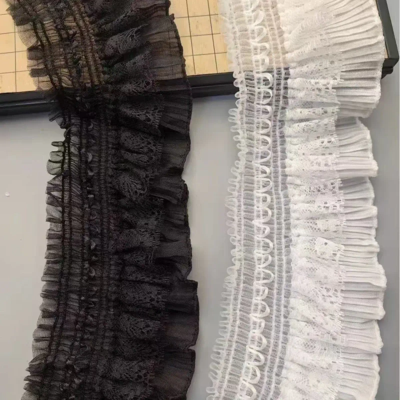 1Yard-Elastic-Lace-Fabric-DIY-Sewing-Applique-Ruffle-Craft-Decoration-7-9CM-Wide