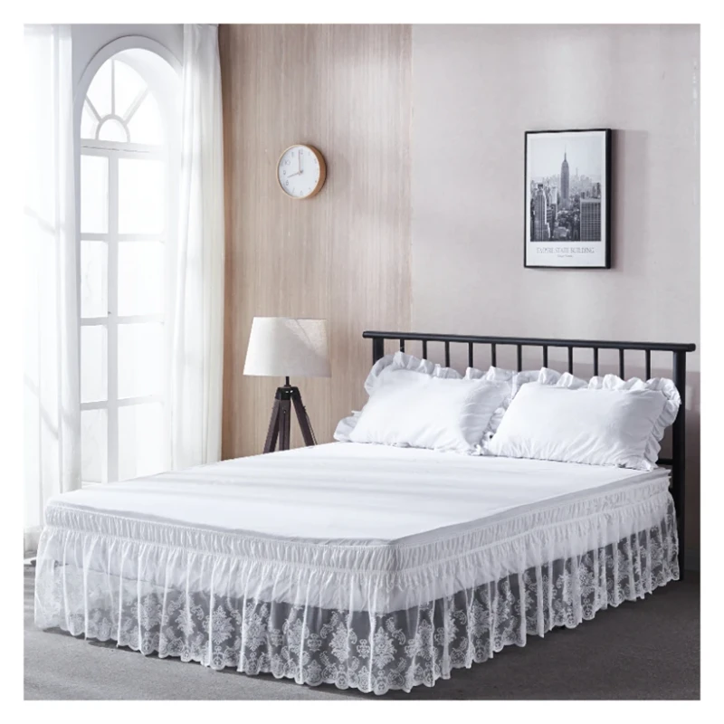 1pc-Microfiber-Bedding-Set-with-Embroidered-Floral-Lace-White-Bed-Skirt