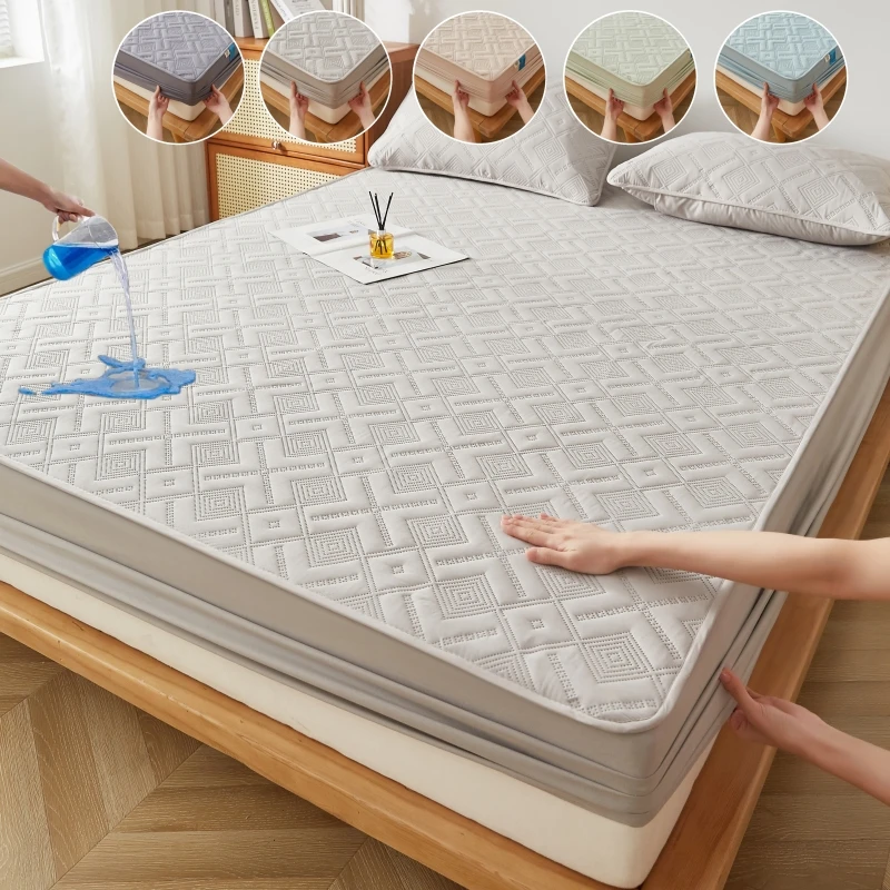 1pcs-Waterproof-Plain-Solid-Color-Mattress-Protector-Cover-for-Hotel-Use-100-Polyester-All-Season