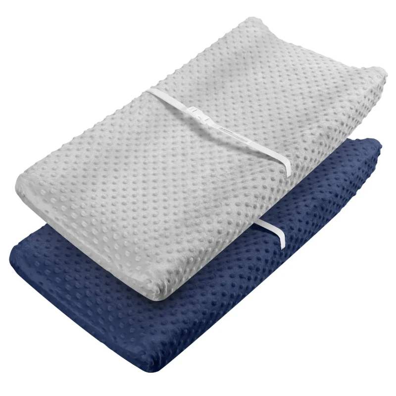 2-Pack-Breathable-Changing-Table-Sheets-Ultra-Soft-Minky-Dots-Plush-Changing-Table-Covers-Changing-Pad-Cover