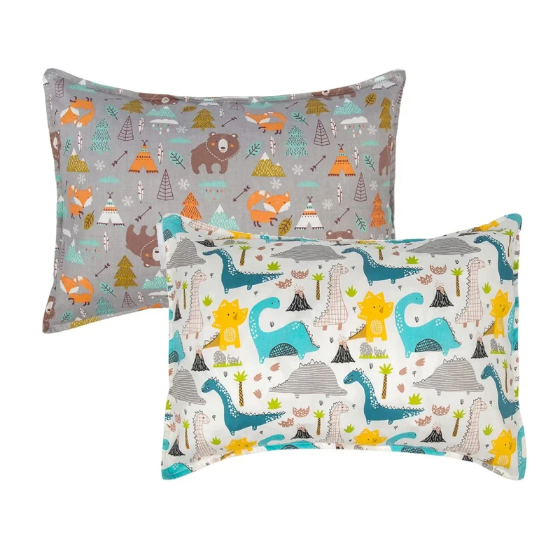 2-Pack-OEKO-TEX-Certified-Organic-Cotton-Kids-Pillow-13-x18-12-x16-Soft-Breathable-Anti-Dust-Mite-Envelope-Pillowcases-Bedding