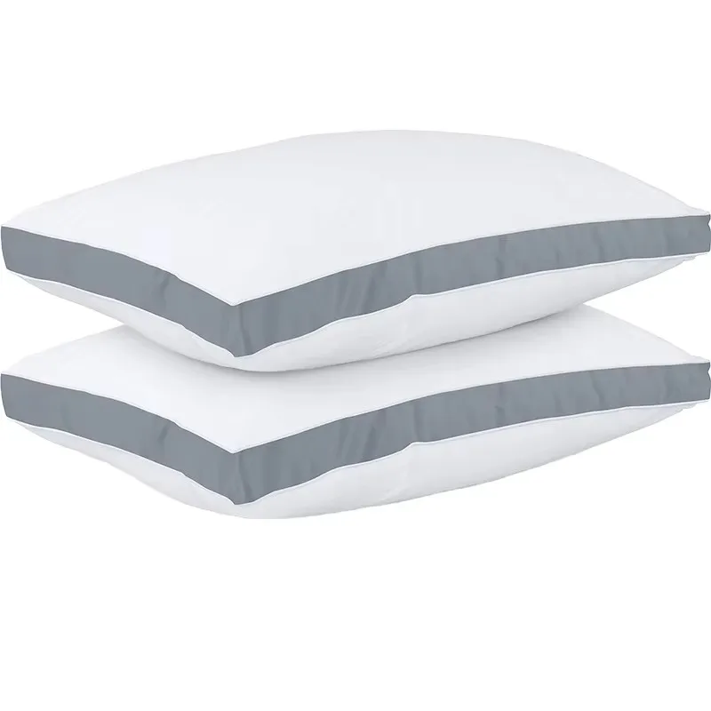2-Pack-Queen-Size-Neck-Bed-Pillows-Modern-Fluffy-Supportive-Gusseted-Pillow-Inserts-Anti-Dust-Mite-Solid-Cover-for-Side