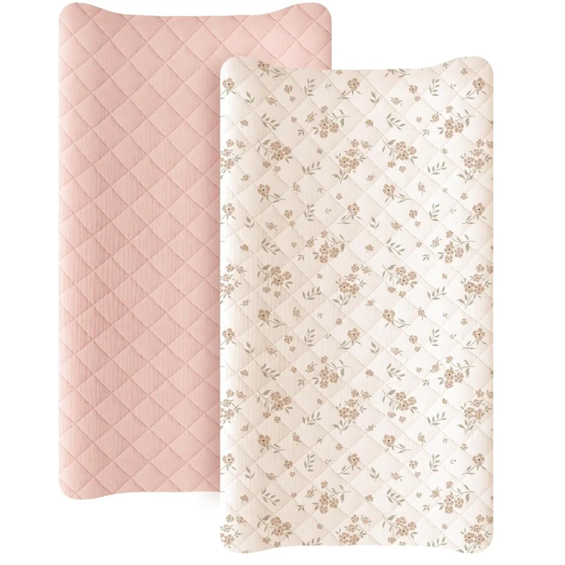 2-Pack-Waterproof-Muslin-Quilted-Cotton-Changing-Pad-Cover-Soft-Diaper-Table-Cover-for-Girls-and-Boys