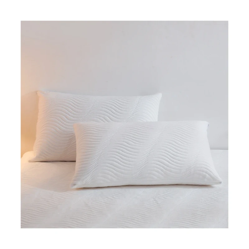 2-Pack-Zippered-Waterproof-100-Polyester-Pillow-Covers-Wave-Pattern-Knitted-Bed-Bug-Protector-Hypoallergenic-Pillowcase