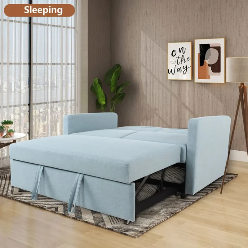 2-Seater-Sofa-Bed-Fabric-Upholstered-Convertible-Sleeper-Sofa