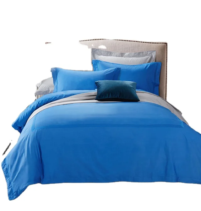 2-Sets-300T-Cotton-Embroidery-Bed-Linen-Bedding-Set-Solid-Plain-4pcs-for-Hotel-Hospital-Disposable-Cooling-Twin-Full-Queen-King