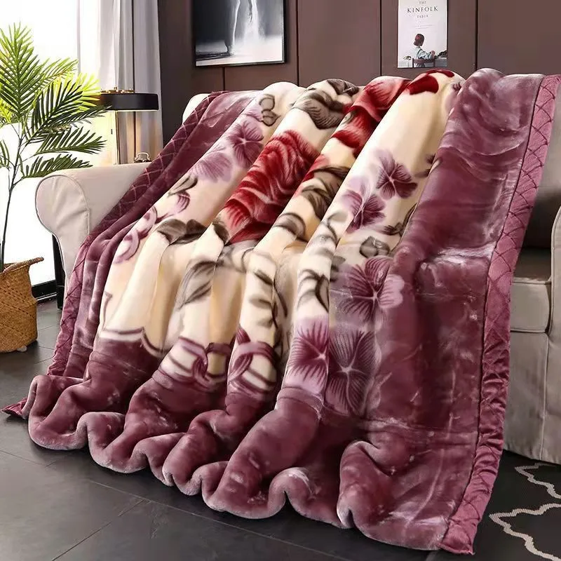 2Ply-Thickened-Raschel-Blanket-Floral-Print-Heavy-Warm-Mink-Blanket-for-Winter-Wedding