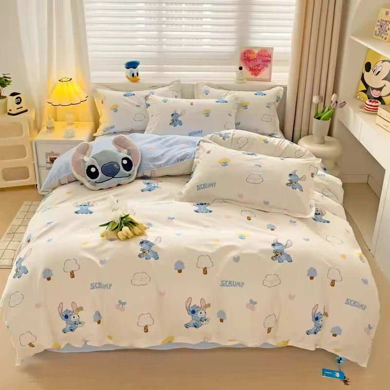 2m-Lovely-Comfortable-Bedding-Set-Cartoon-Floral-Print-4-Piece-Washed-Cotton-Flat-Sheet-2-Pillowcases-for-Children-for-Hotels