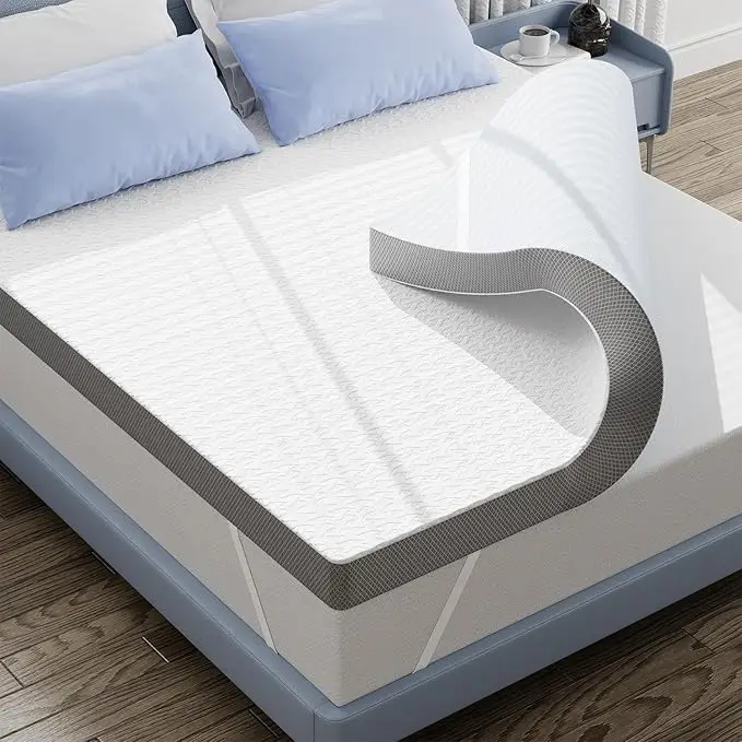 3-Inch-Cooling-King-Size-Ice-Silk-Gel-Infused-40D-Memory-Foam-Mattress-Topper-Customized-Removable-Soft-Cover-Pressure-Relief