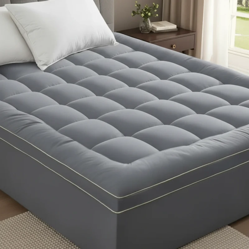 3-Inch-Gray-Mattress-Topper-Extra-Thick-Pillow-Top-For-Back-Pain-Relief-Twin-Size-Mattress-Pad-Protector-With-Deep-Pocket