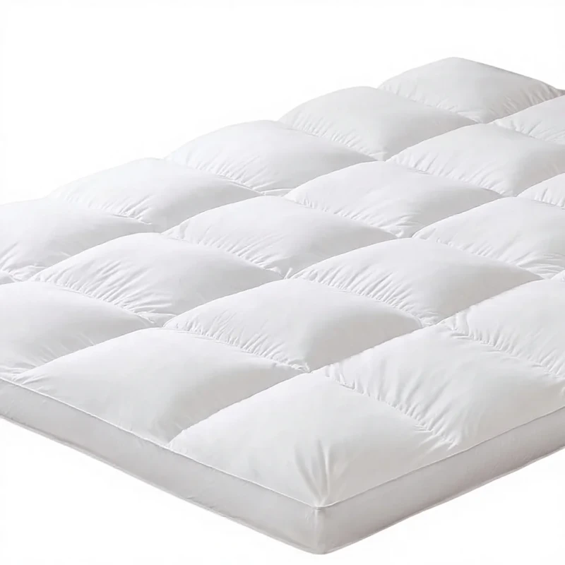 3-Inch-White-Goose-Feather-Mattress-Topper-Ultra-Soft-Pillowtop-100-Cotton-Fabric-Breathable-Odorless-Comfortable-Supportive