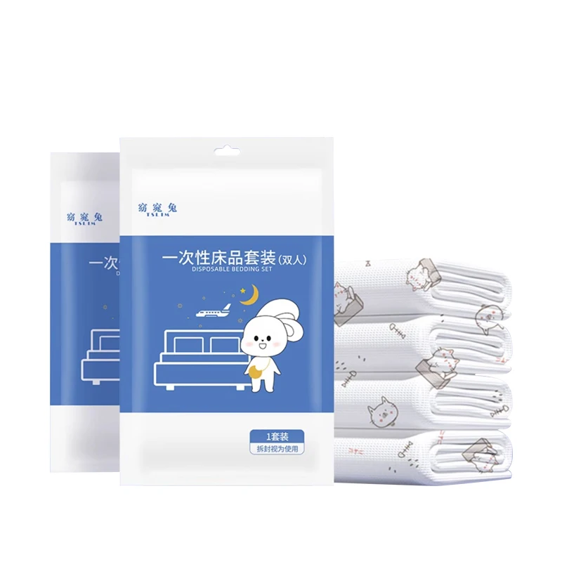 3-Piece-Disposable-Printed-Duvet-Cover-Set-Fitted-Bed-Sheets-with-Quilt-and-Pillowcase-King-Queen-Size-for-Hotel-Travel