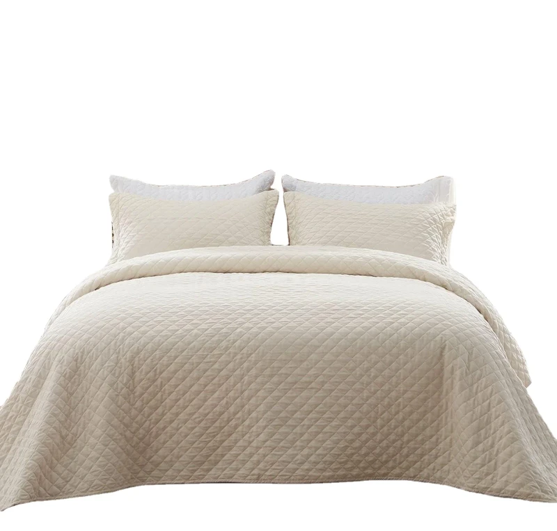3-Piece-Geometric-Floral-Vintage-Cotton-Bedspread-Set-with-Anti-Bacteria-Protection-for-Wedding-and-Hotel-Use