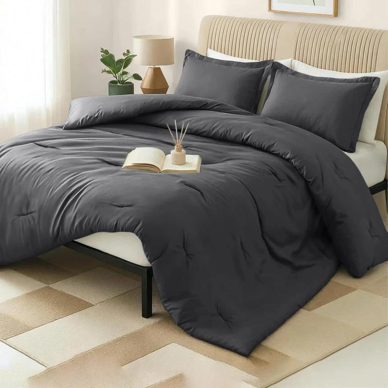 3-Piece-Grey-Comforter-Set-Down-Alternative-1-Comforter-2-Pillow-Shams