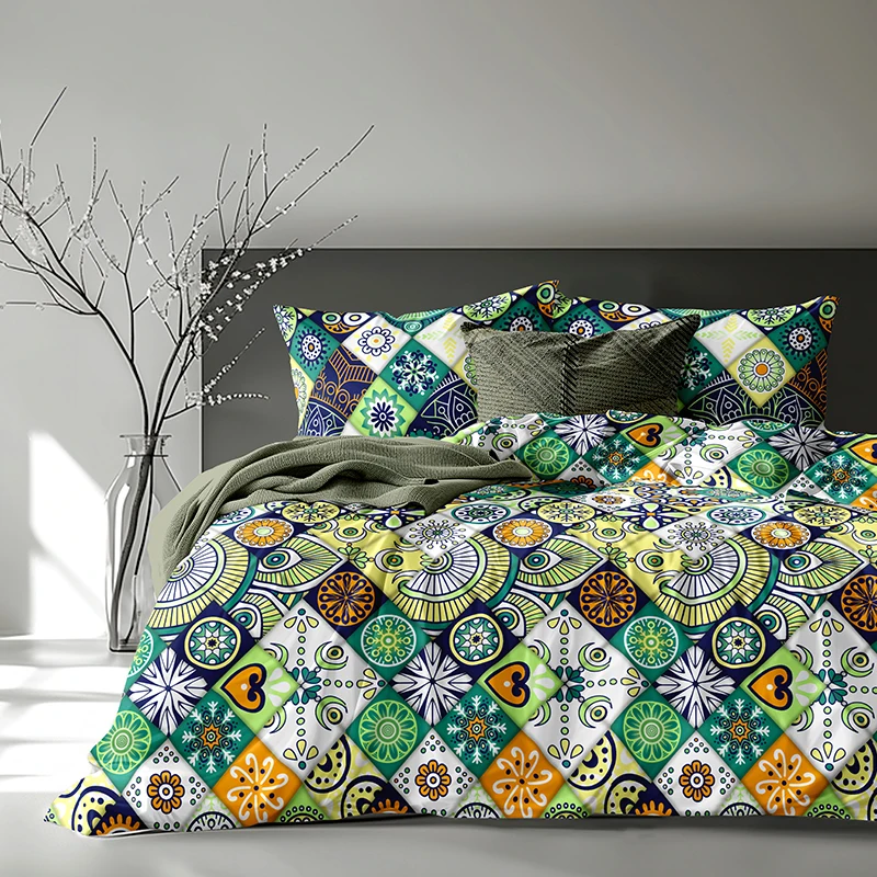 3-Piece-Polyester-Bohemia-Floral-Quilt-Cover-Set-Bedding-Customizable-for-Home-Wedding-Use
