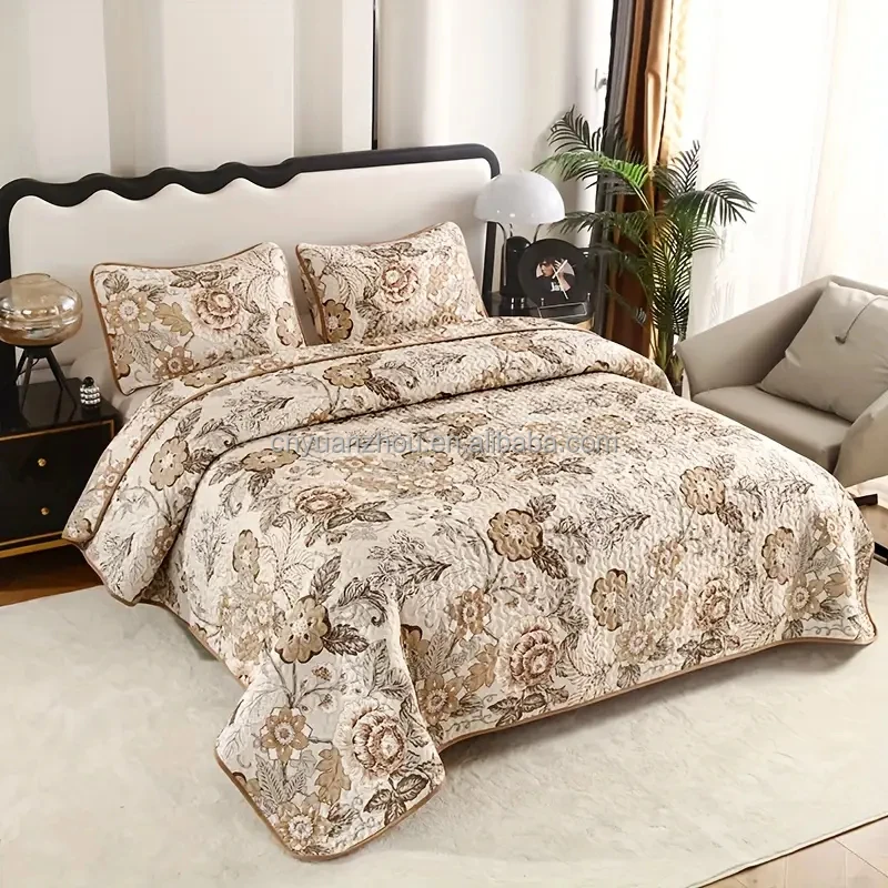 3-Piece-Quilted-Polyester-Bedding-Set-1-Duvet-Cover-2-Pillowcases-American-Style-All-Season-Customizable-Bedroom-Decor