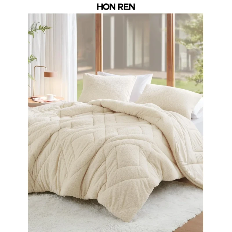 3-Pieces-Diamond-Quilted-Microfiber-Comforter-Sets-Queen-Size-Warmth-Fleece-Bedding-Set-with-Reversible-Comforter-and-Pillowcase