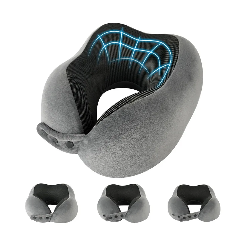 3-Snap-Buttons-Adjustable-Memory-Foam-U-Shape-Neck-Pillow-Support-for-Travel-Airplane-Car-Comfortable-Travel-Kits