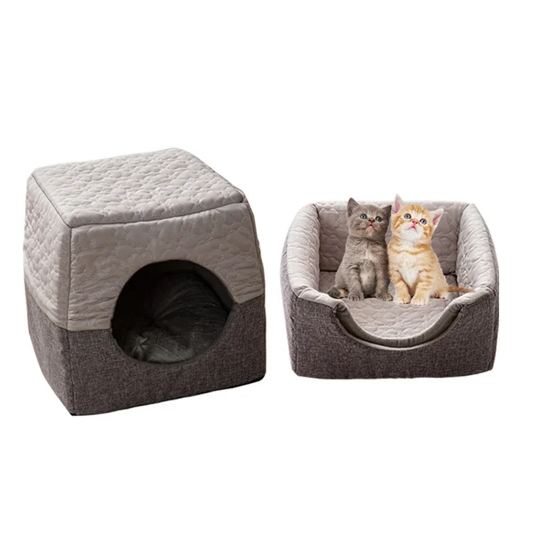 3-in-1-Foldable-Square-Anti-Slip-Memory-Foam-Pet-Bed-Linen-Cotton-Soft-Summer-Winter-Kennel-Removable-Cat-Dog-Cave-Bed