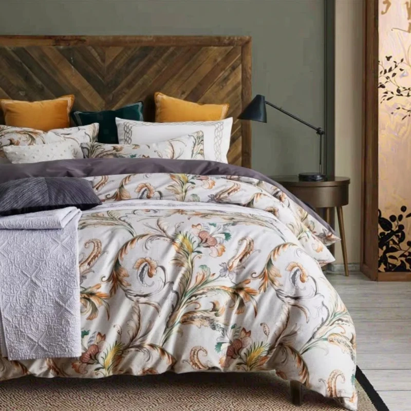300TC-Duvet-Cover-Bedding-Set-100-Cotton-Floral-and-Plant-Pattern-Hand-Stitched