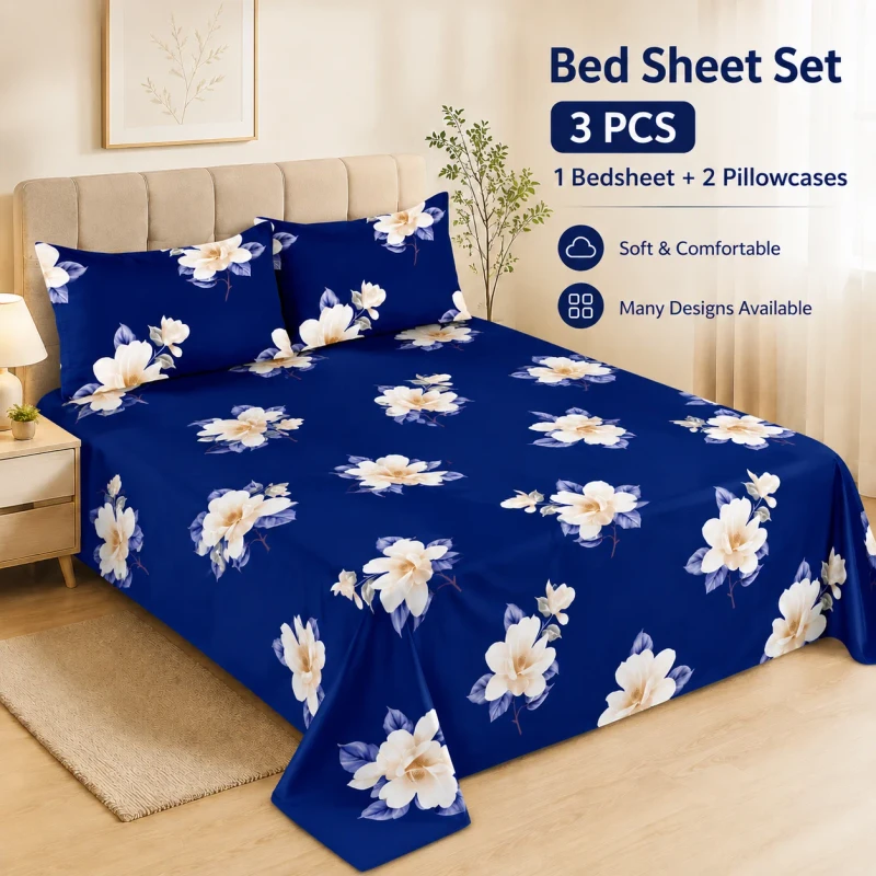 3PCS-Printed-Bed-Sheet-Set-Drap-De-Lit-Juego-De-Sabanas-King-Size-Bedding-Set-With-2-Pillowcases-Ready-Stock