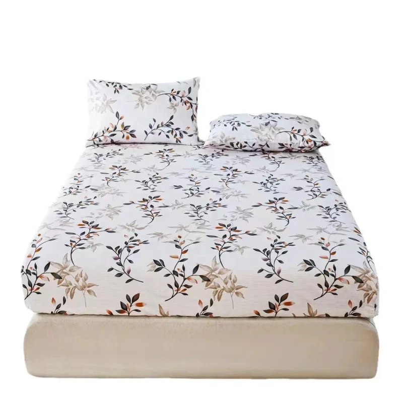 3PCS-Woven-Floral-Pattern-Kids-Fitted-Bed-Sheet-Set-Pillowcases-100-Polyester-600TC-European-American-Style-All-Season-High