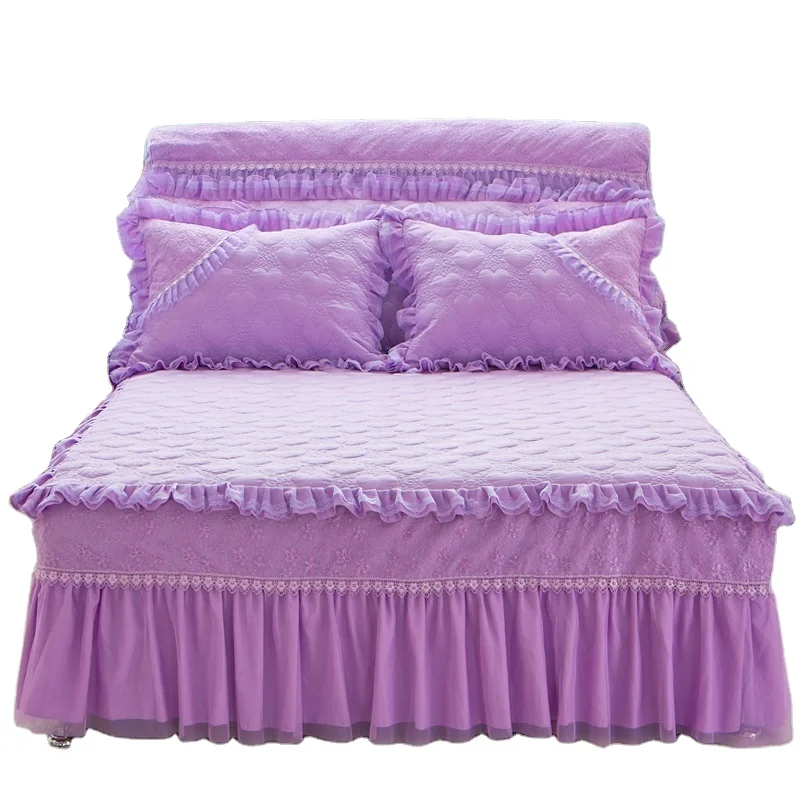 3Pcs-Princess-Lace-Purple-Pink-Beige-Bed-Skirt-King-Queen-Full-Size-Home-Decorative-Ruffles-Bedspread-Pillowcase