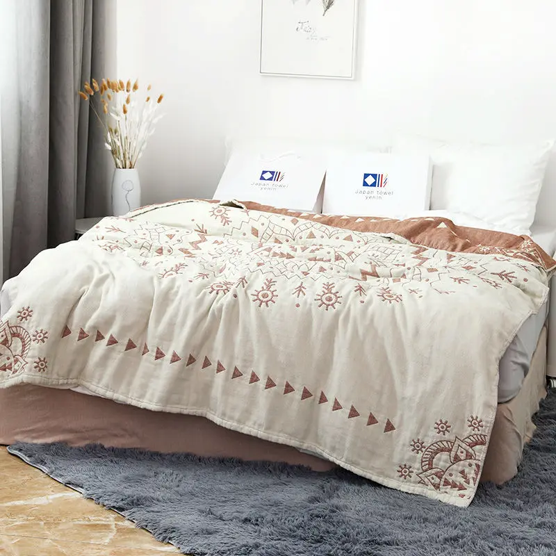 4-Layer-Pure-Cotton-Thick-Boho-Gauze-Soft-Cozy-Blanket-Throw-Quilt-Cover-for-Bed-Sofa-Adult-Summer