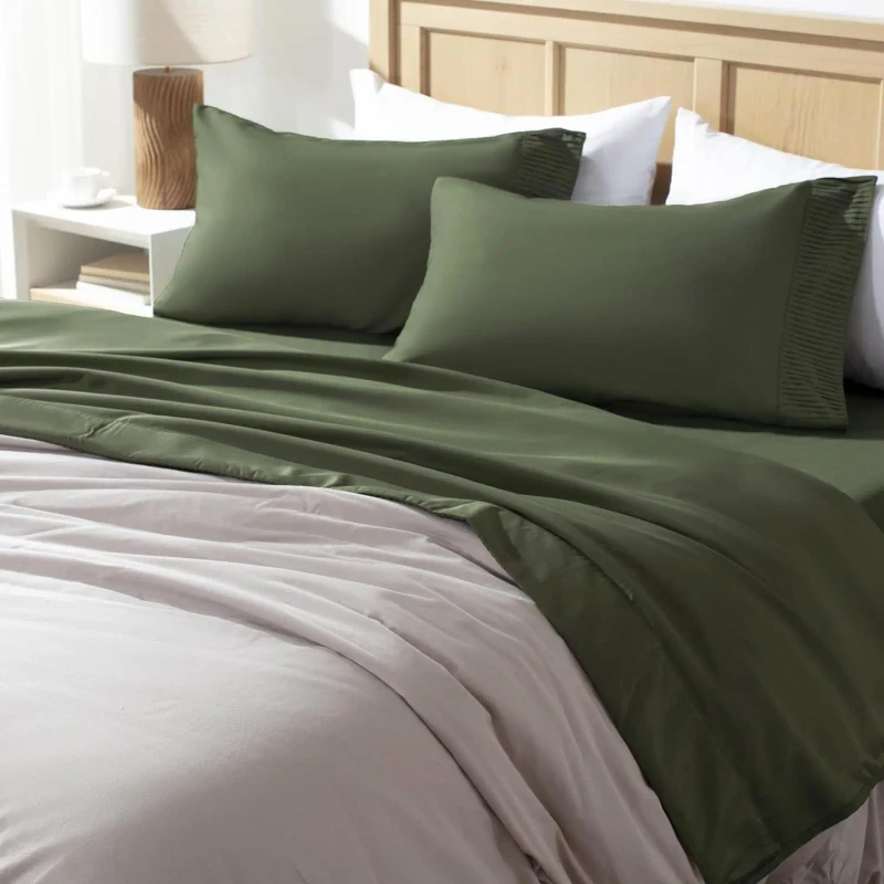 4-Piece-Home-Solid-Microfiber-Bedding-Sheet-Bed-Linen-Set-With-Pillowcase