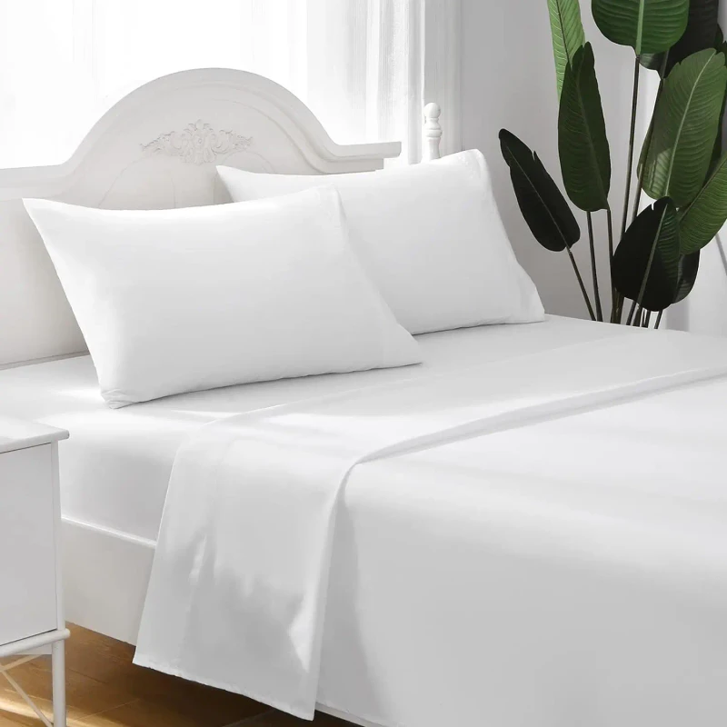 4-Piece-Microfiber-White-Hotel-Hospital-Home-Textile-Soft-Breathable-Soft-Feeling-King-Queen-Size-Fitted-Sheet-Set-Flat-Sheet