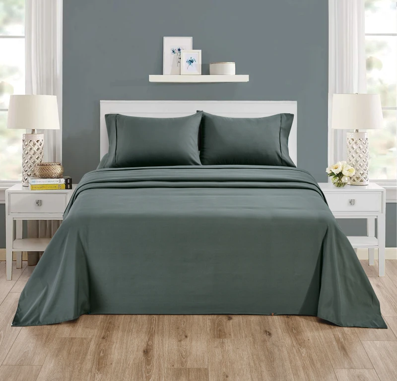 4-Piece-Solid-Microfiber-Bedding-Set-Fitted-Sheet-Flat-Sheet