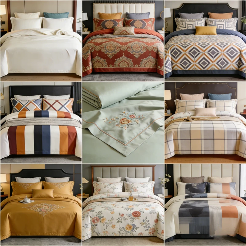 4-Piece-comfort-Soft-Luxury-Design-Allseason-Pillowcase-Fitted-Sheet-Set-for-king-Size-Bed