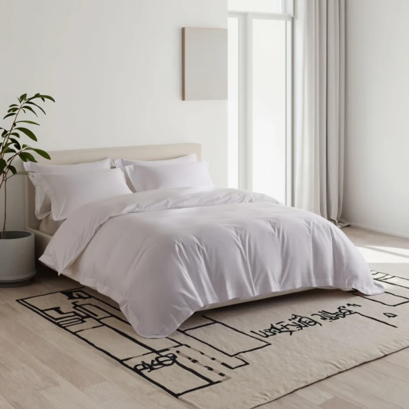 400TC-Woven-Quality-Simple-White-Hotel-Bed-Linen-100-Cotton-Bedding-Set-Single-Bedsheets-All-Season