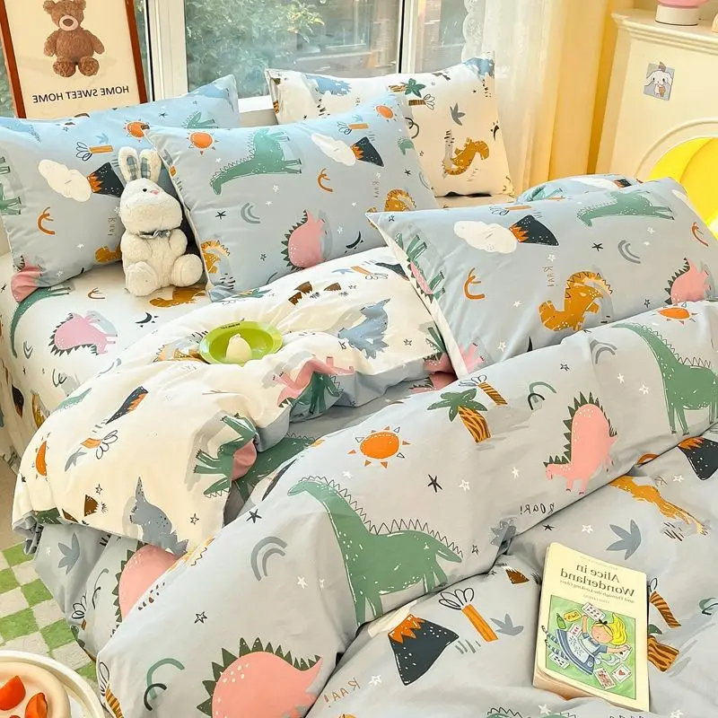 40s-200TC-Cute-Kids-Bedsheet-Cartoon-Bedding-Sets-Duvet-Cover-4pcs-Set-in-Stock