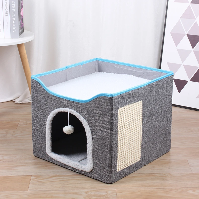 41-41-34cm-Foldable-Cat-Bunk-Bed-with-Cozy-Cave-Under-Bed-Ball-Homeuse-Living-Room-Furniture-Multiple-Cats-House