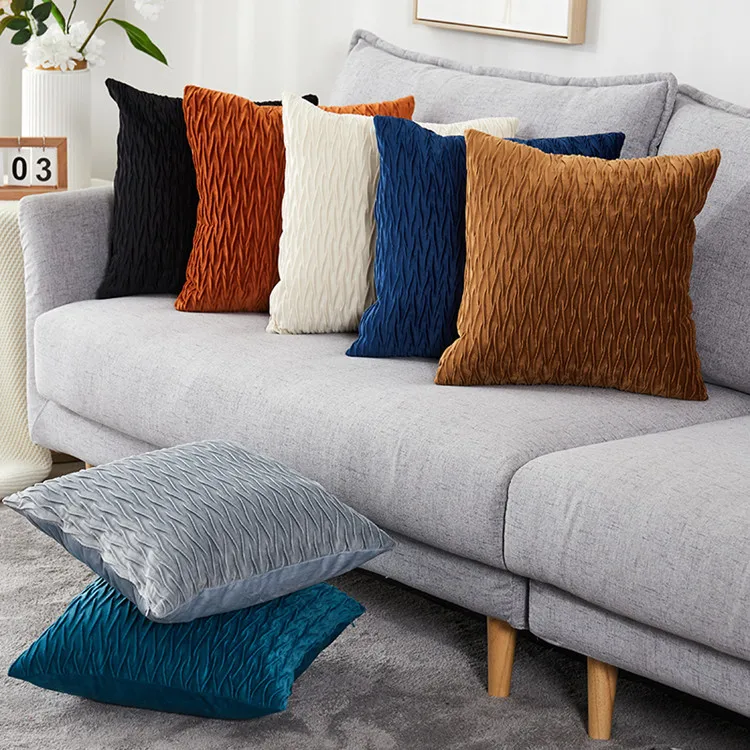 45x45cm-Luxury-Home-Solid-Blank-Plaid-Decorative-Square-Velvet-Throw-Pillow-case-Cushion-Cover