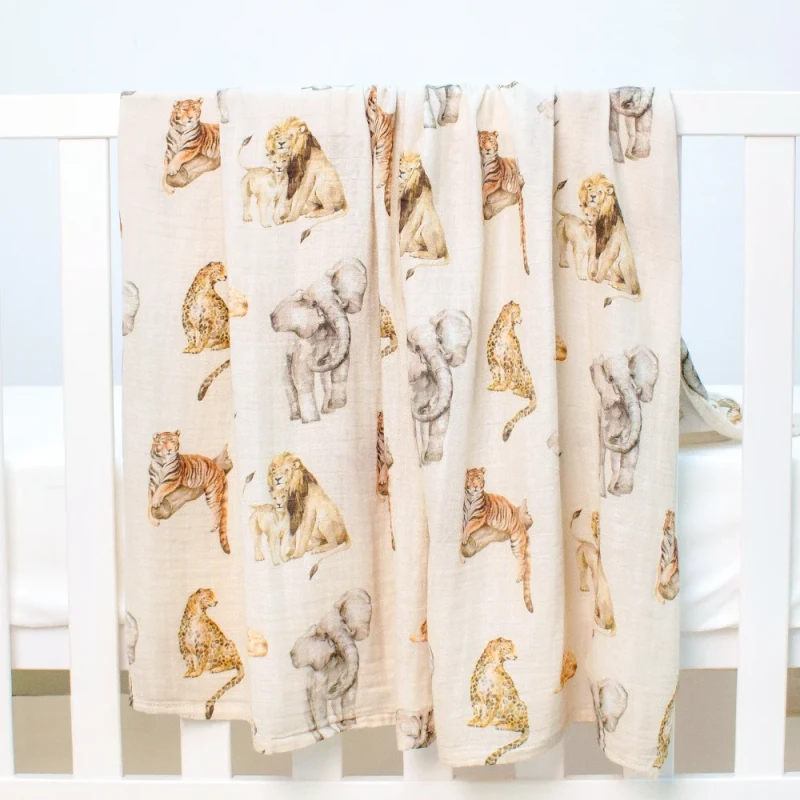 47x47-Inches-Soft-New-Summer-Baby-Blanket-70-Bamboo-30-Cotton-Neutral-Receiving-Wrap-Leaves-Printed-Newborn-Kids-Bedding