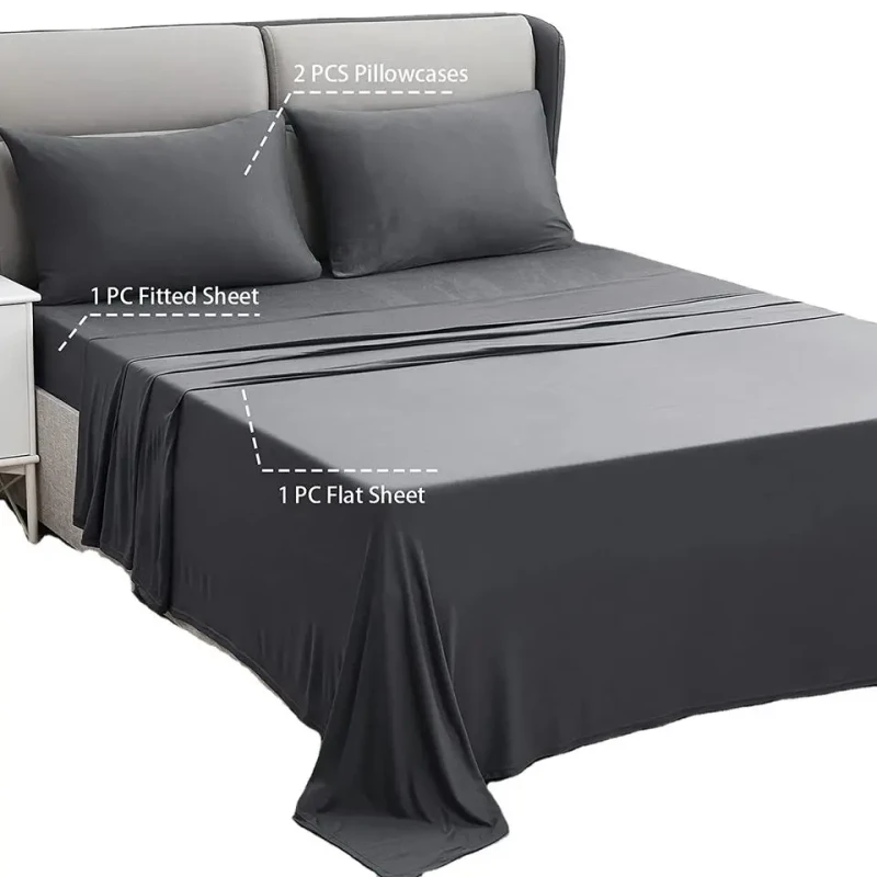 4Pcs-Brushed-Microfiber-Bed-Linen-Flat-Fitted-Sheet-Bedsheet-Bedding-Set-With-2-Pillow-Case-for-Hotel