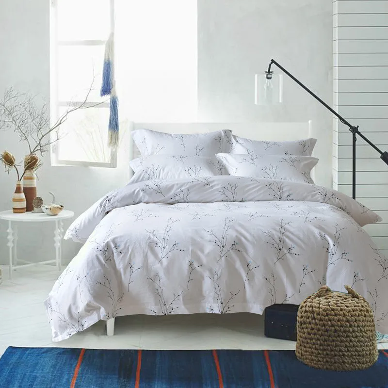 4pcs-100-Cotton-200TC-Plain-White-Printed-king-Size-Luxury-Bedding-Set-for-Hotel