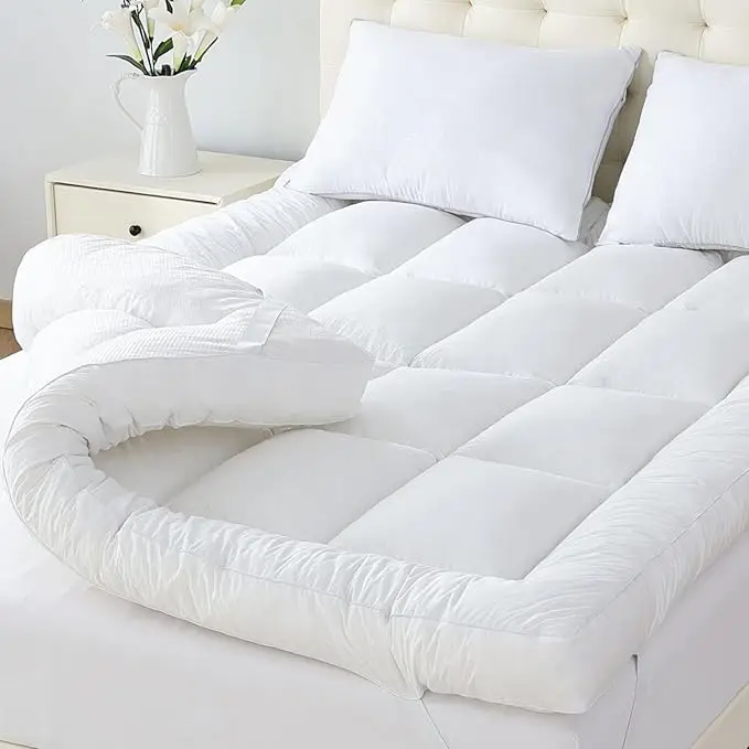 5-Inch-Memory-Foam-Mattress-Topper-Queen-for-Back-Pain-100-Cotton-Extra-Soft-Pillow-2000GSM-Fluffy-Shredded-Memory-Foam-Filled