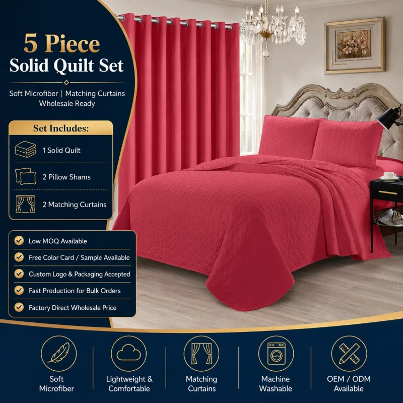 5-Piece-Solid-Color-Microfiber-Quilt-Bedding-Set-Lightweight-Coverlet-Bedspread-Set-with-Pillowcases-for-Queen-King-Bed